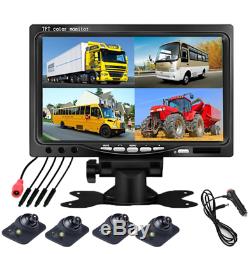 12V 7 HD Quad Image Car Dash LCD Monitor Kit +Front/Left/Right Rear View Camera