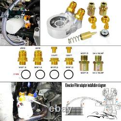 13 Row Oil Cooler Kit withThermostat Oil Filter Adapter Kit+7 Electric Fan Kit BL