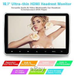 Portable 10.1 Ultra Thin Car Headrest Multimedia DVD Player Remote Control Kit