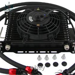 Universal Thermostat Trust 15 Row Oil Cooler Kit withBracket +7 Electric Fan Kit