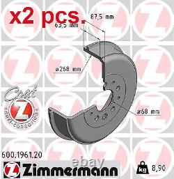 X2 Pcs Rear Brake Drum Set X2 Pcs. 600.1961.20 Zimmermann I